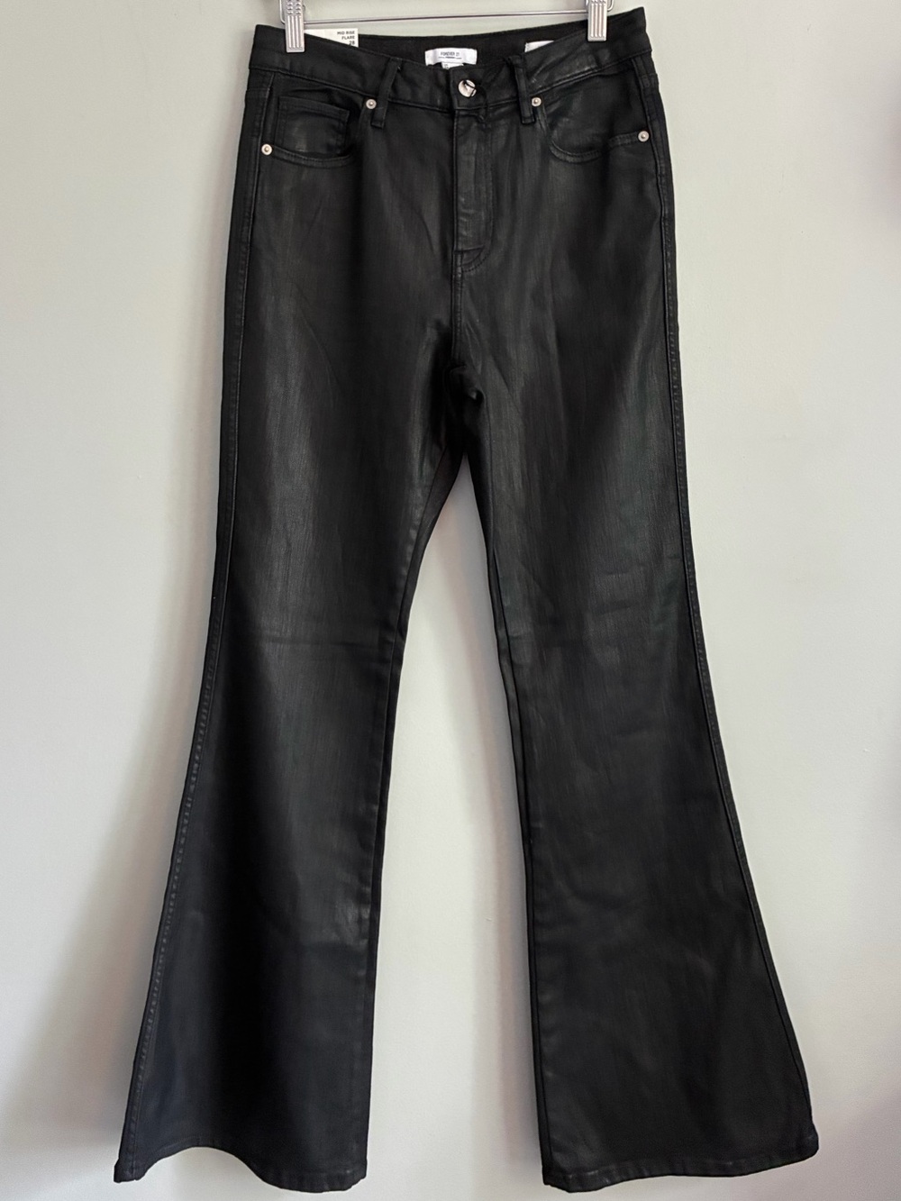 FOREVER 21 Black Coated Denim Flare Jeans Size 28